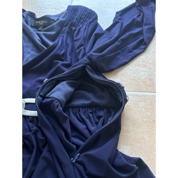 New‎ without tags ! NINE WEST Hot 9 Waist detail Dress Navy S8 - Picture 8 of 8